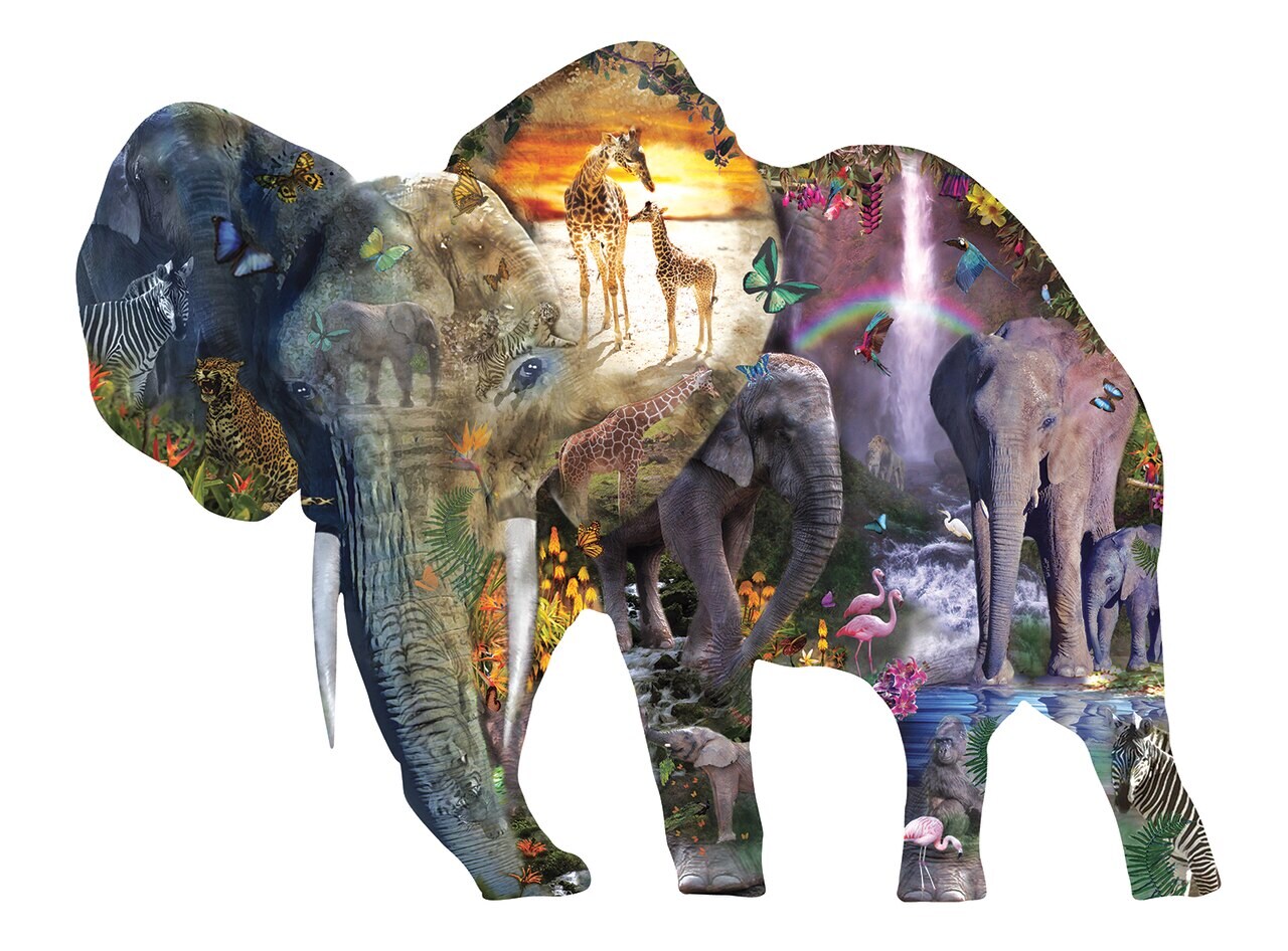Sunsout Elephant Waterfall 1000 pc Special Shape Jigsaw Puzzle 95015